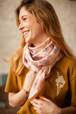 Grand Foulard Latika "Flora Bold" - Lavande