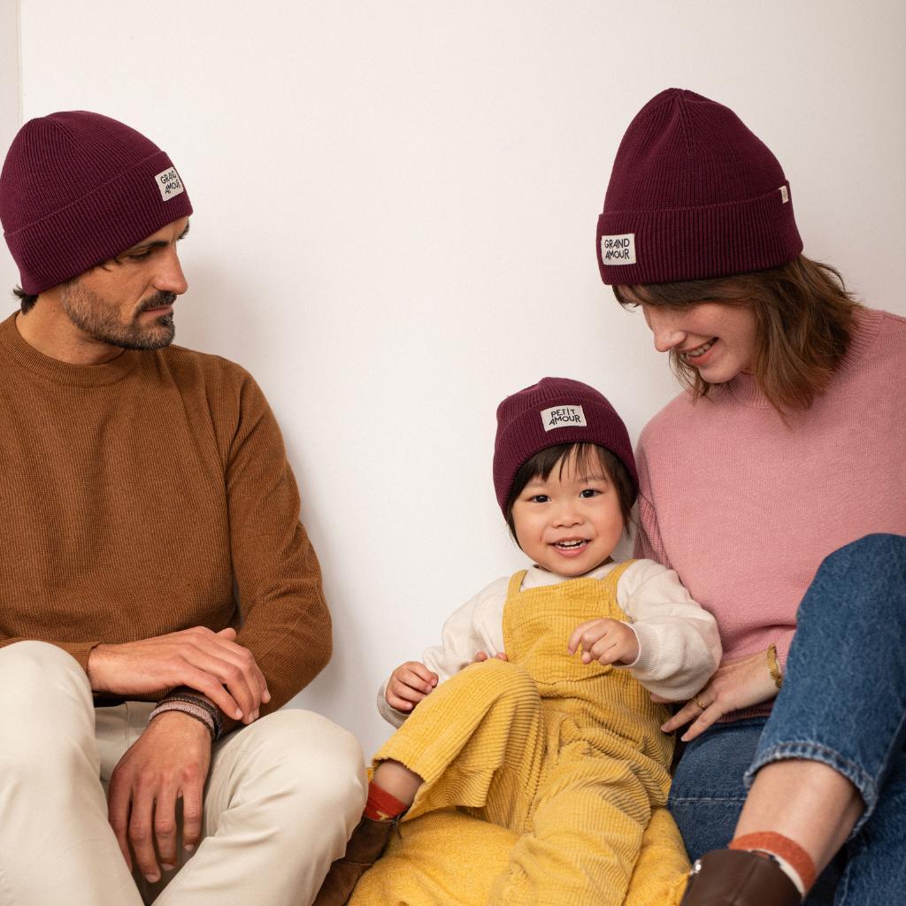 Bonnet Petit ou Grand Amour Bordeaux | Enfant ou Adulte