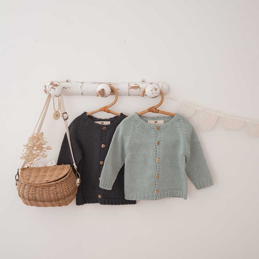 Cardigan Gaby en tricot bleu