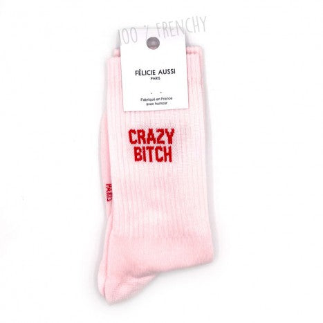 Chaussettes Crazy Bitch rose