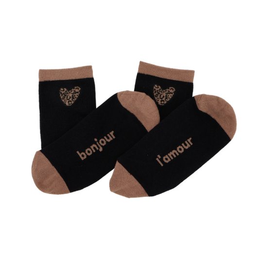 Chaussettes adulte coeur léopard