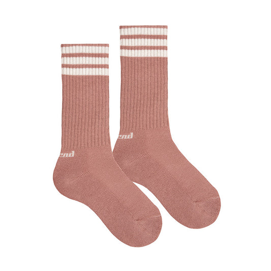 Chaussettes hautes sport 3 bandes, semelle éponge Terracota (126)