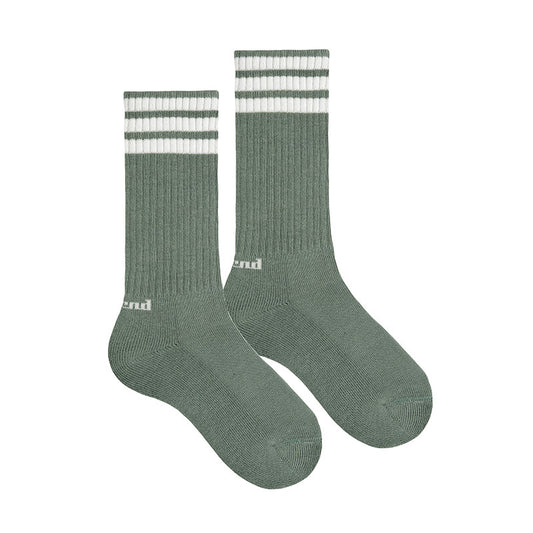 Chaussettes hautes sport 3 bandes, semelle éponge Liquen (761)