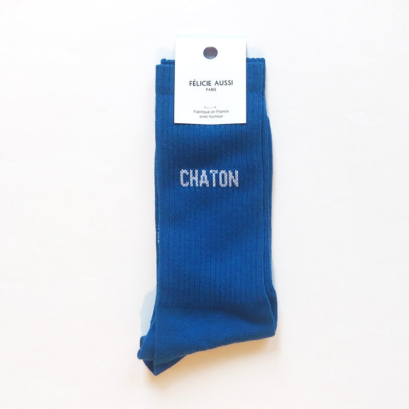 Chaussettes Chaton bleu