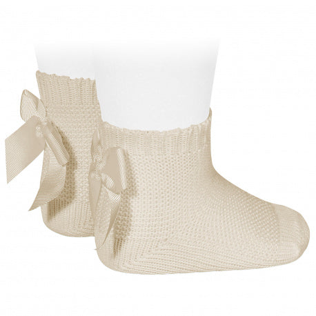 Chaussettes point mousse avec noeud LIN (304)