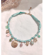 Collier en bandana vert et doré