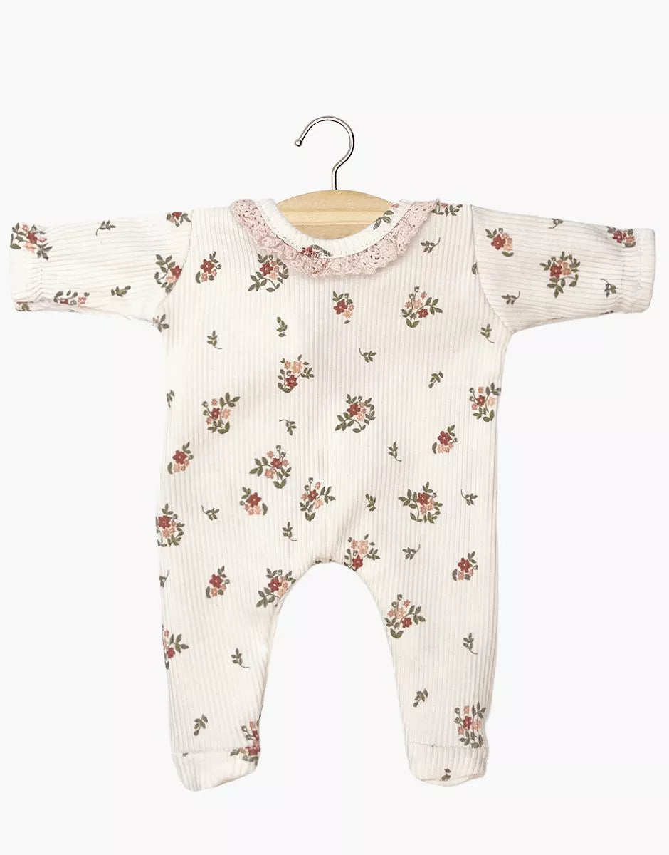 Babies - Dors bien Camille en maille côtelée Petites fleurs roses avec dentelle