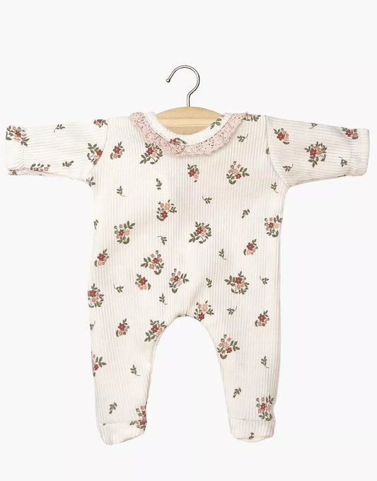 Babies - Dors bien Camille en maille côtelée Petites fleurs roses avec dentelle