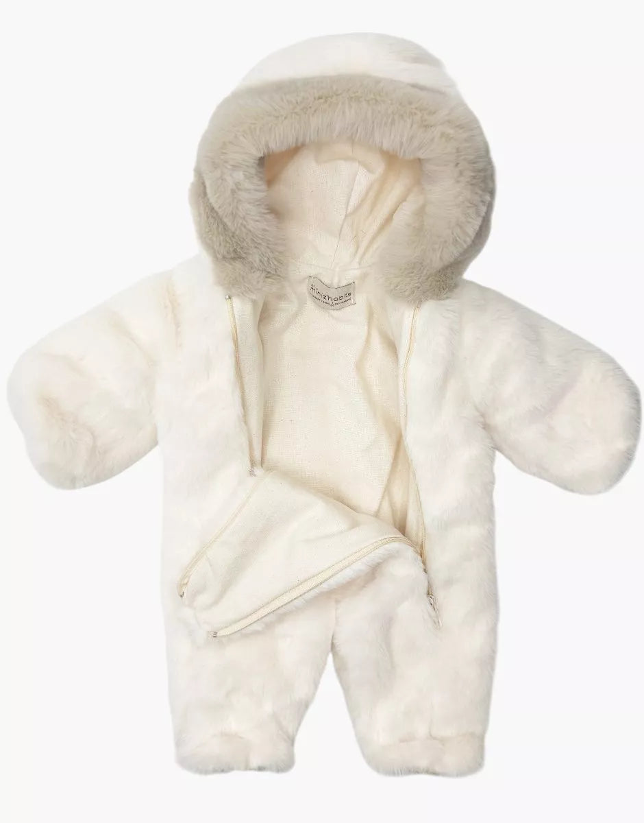Bambinis – Combinaison de ski Carlota en fausse fourrure écru