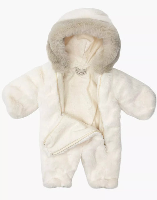 Bambinis – Combinaison de ski Carlota en fausse fourrure écru