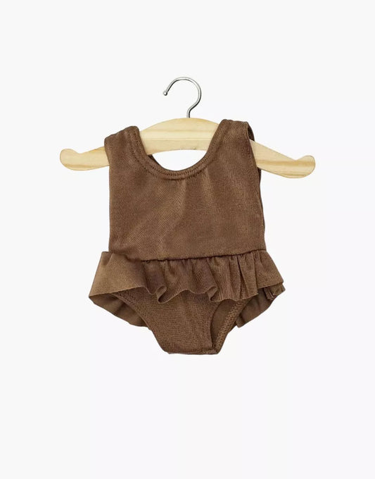 Gordi : Justaucorps à volants Maïa en lycra choco