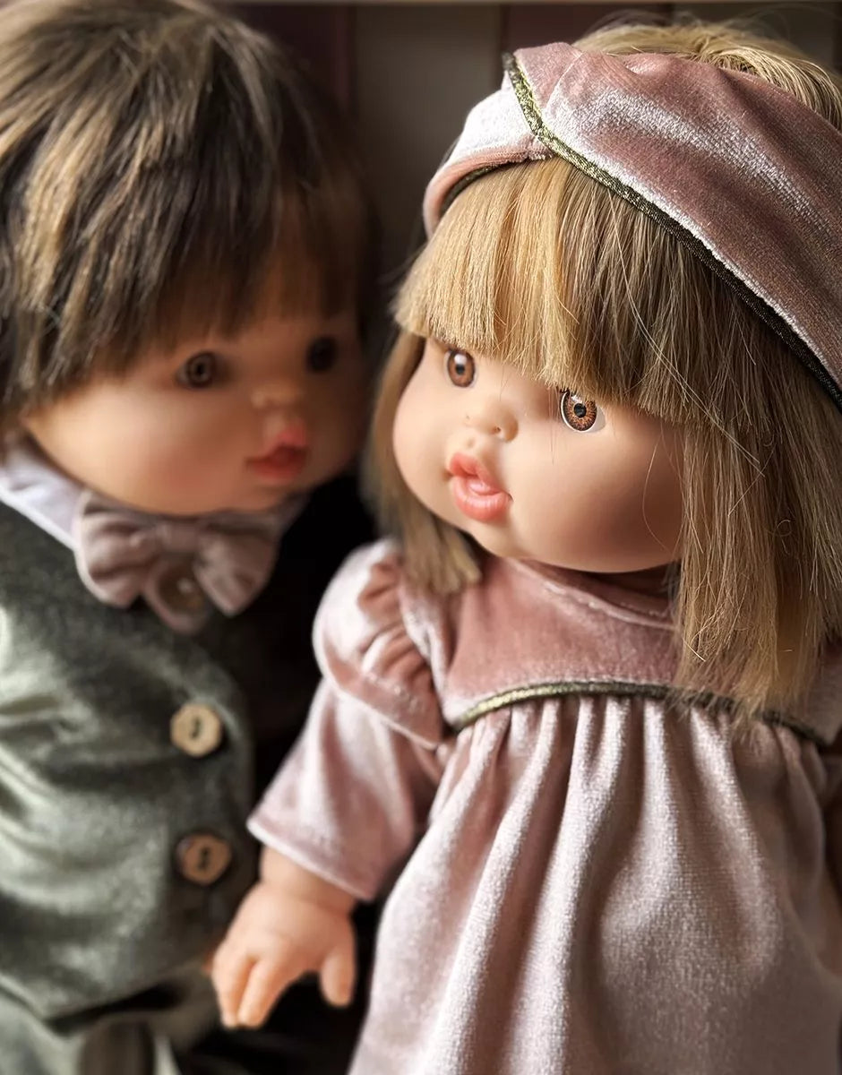 Gordi : Ensemble 3 pièces "Saint Sylvestre" pour fille en velours vieux rose