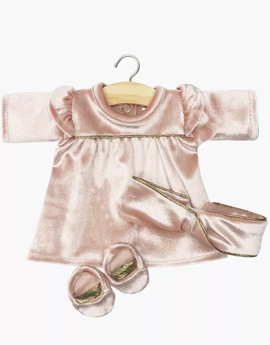 Gordi : Ensemble 3 pièces "Saint Sylvestre" pour fille en velours vieux rose