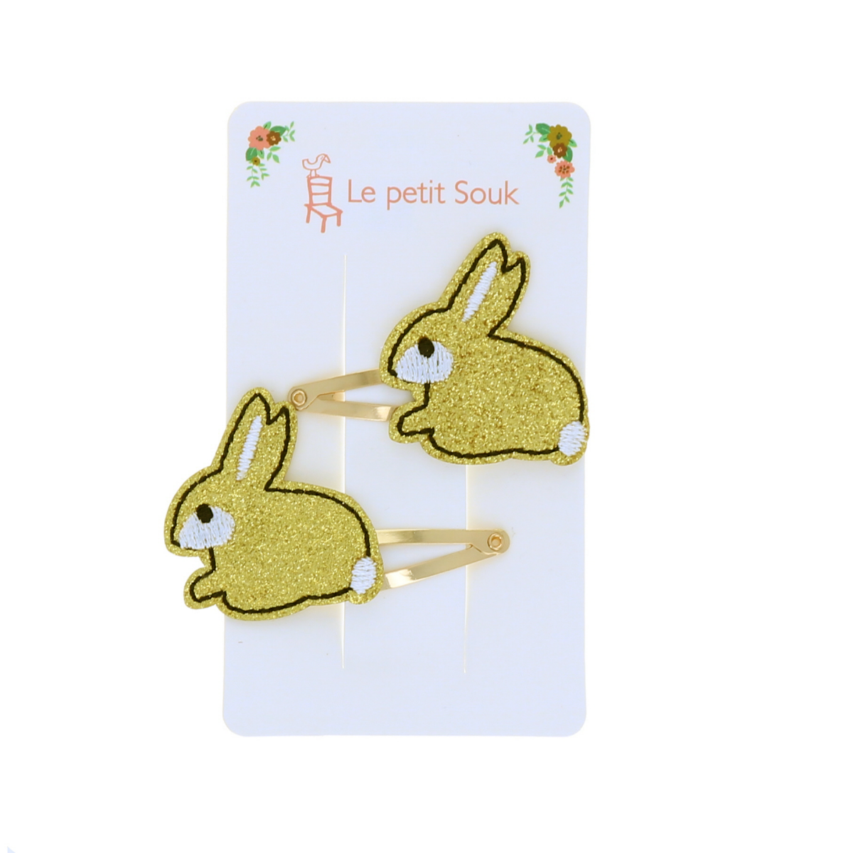 Duo de barrettes lapin doré