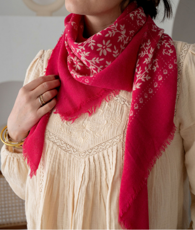 FOULARD EN LAINE - KARMA PINK