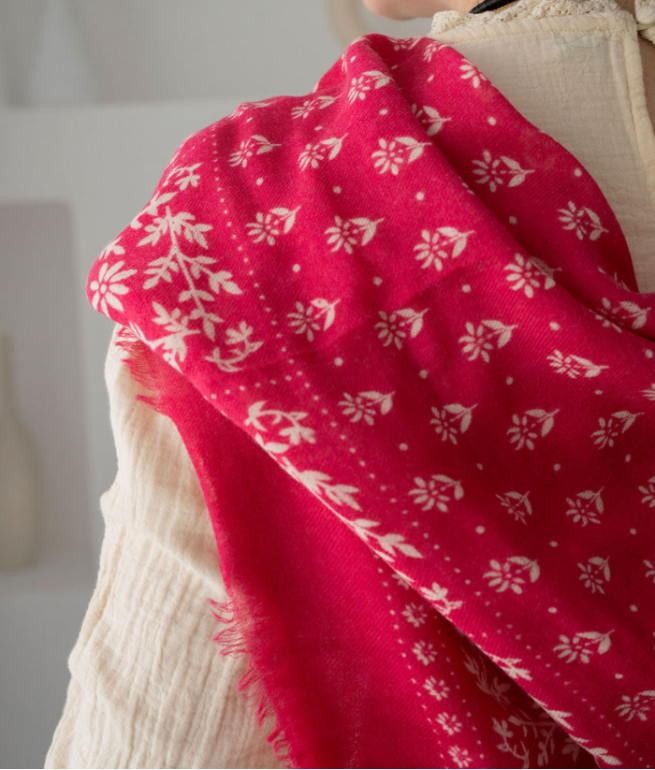 FOULARD EN LAINE - KARMA PINK