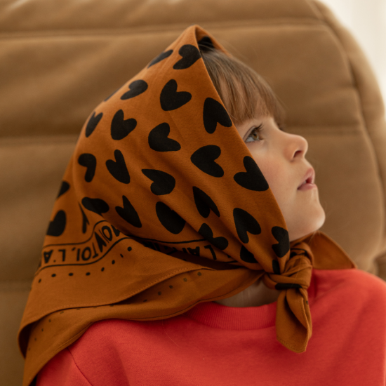 Grand Foulard coeur Toi l'Amour marron/noir