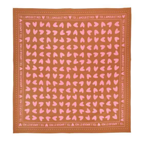 Petit Foulard coeur Toi l'Amour marron/rose