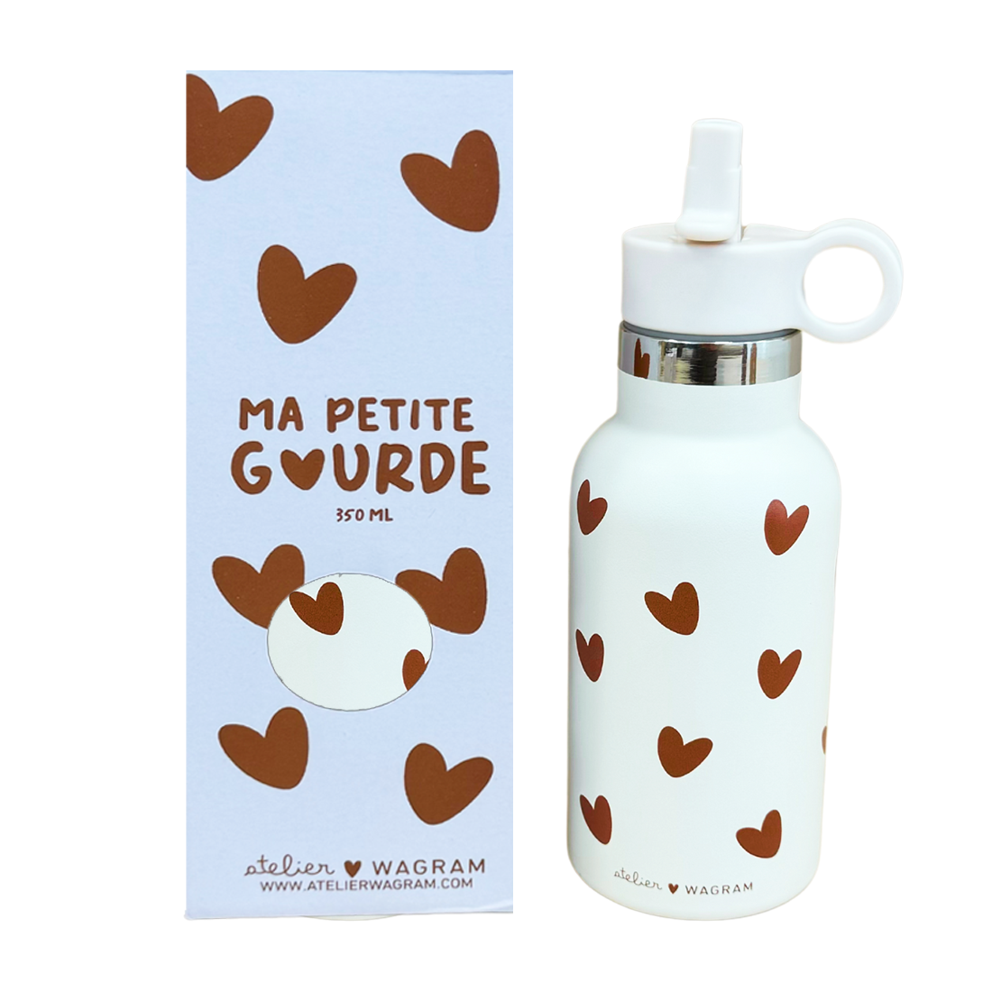 Gourde acier inox coeurs