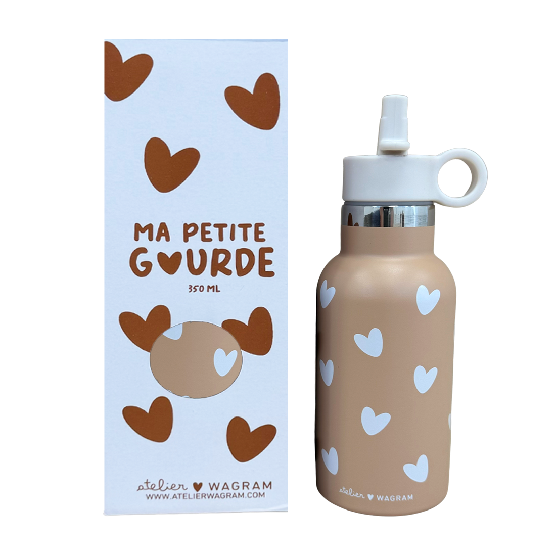 Gourde acier inox coeurs