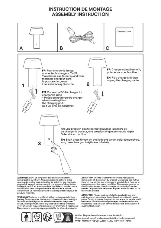 Lampe sans fil doré rechargeable