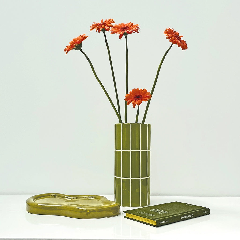 Vase carrelage vert