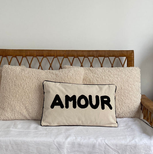 Coussin en toile naturelle AMOUR