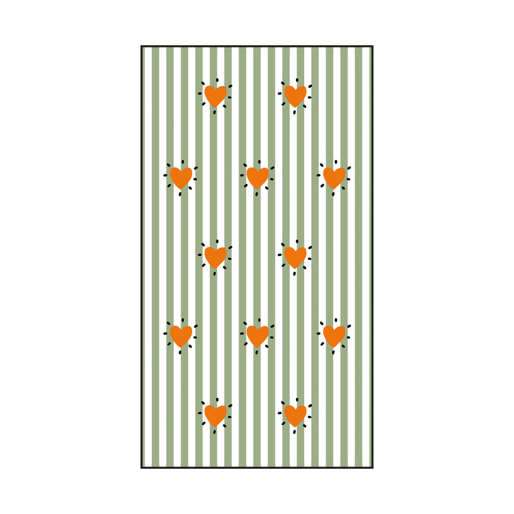 Serviette papier rectangle rayure cœur