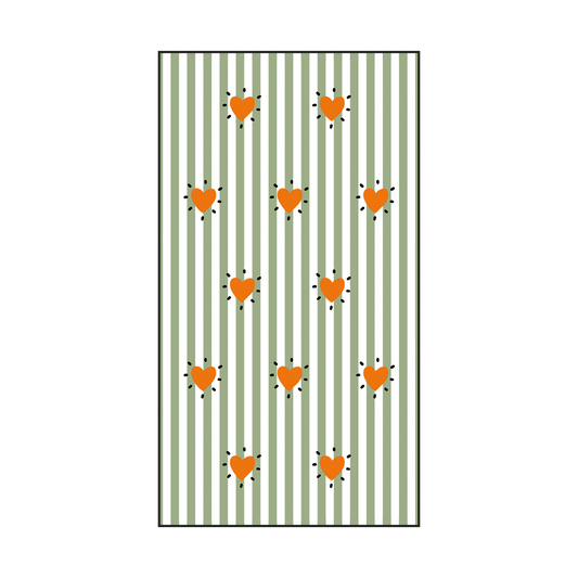 Serviette papier rectangle rayure cœur