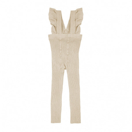 Leggings en coton à bretelles volantées lin 304