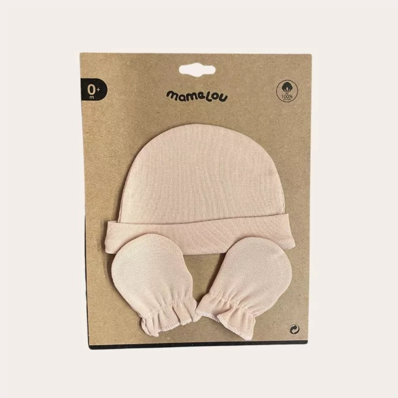 Bonnet naissance + moufles