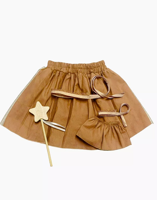 Les P'tits Déguiz - Duo de jupes enfant/poupée "Petite fée" Deva avec tutus cassonade et baguette magique