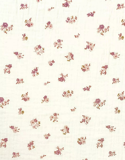 Babies - Dors bien Camille en maille côtelée Petites fleurs roses avec dentelle