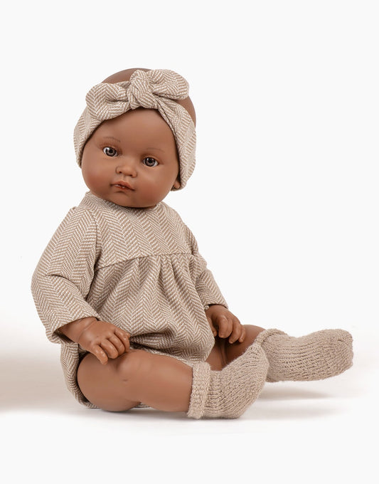 Bambini : Augustine barboteuse chevrons beige et son headband