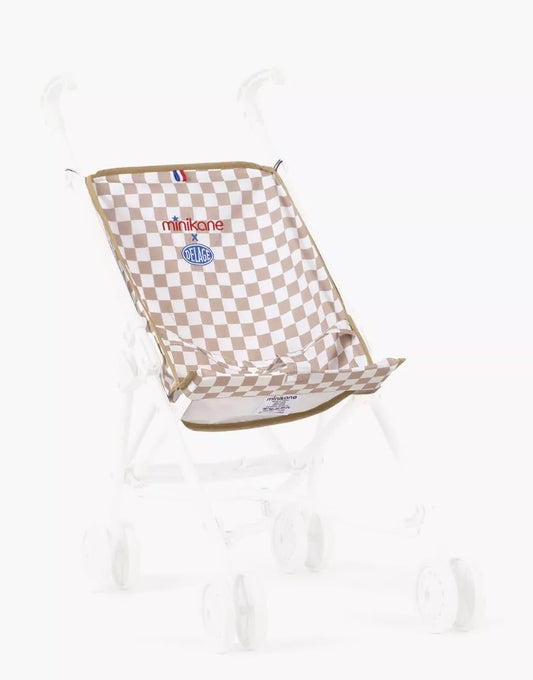 Assise poussette de remplacement Minikane en  coton enduit damier beige et blanc