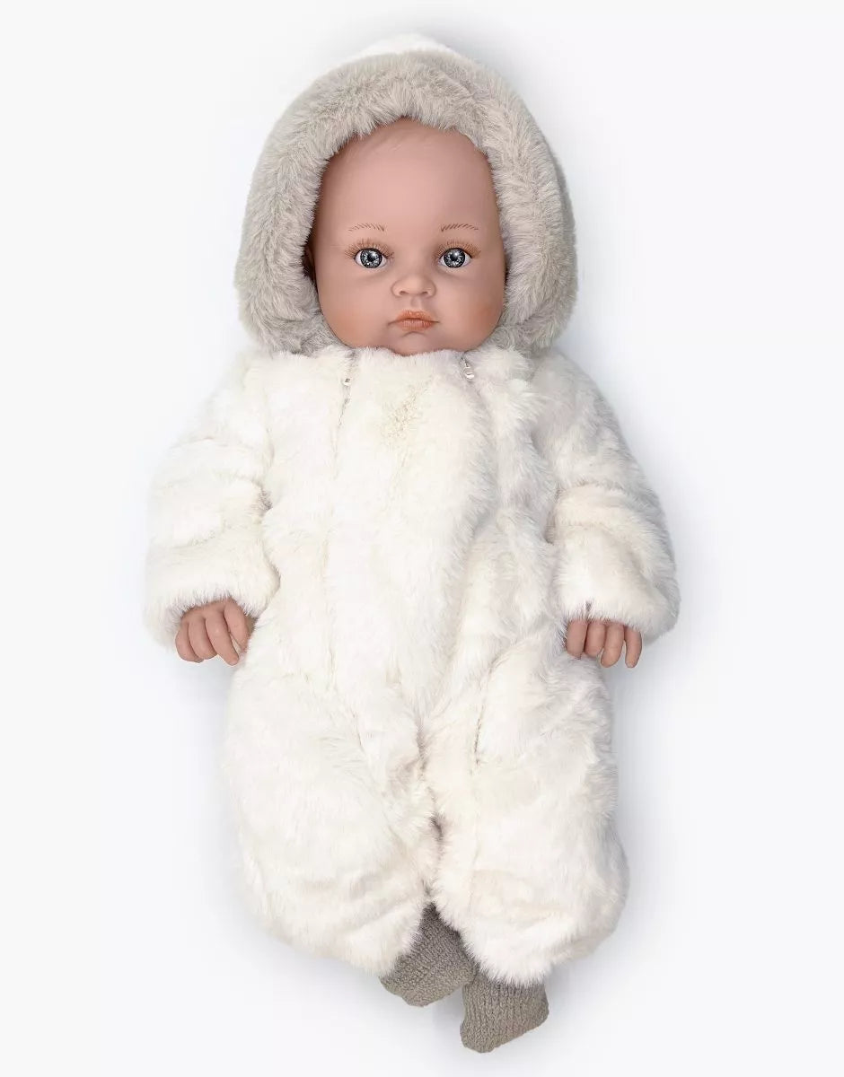 Bambinis – Combinaison de ski Carlota en fausse fourrure écru