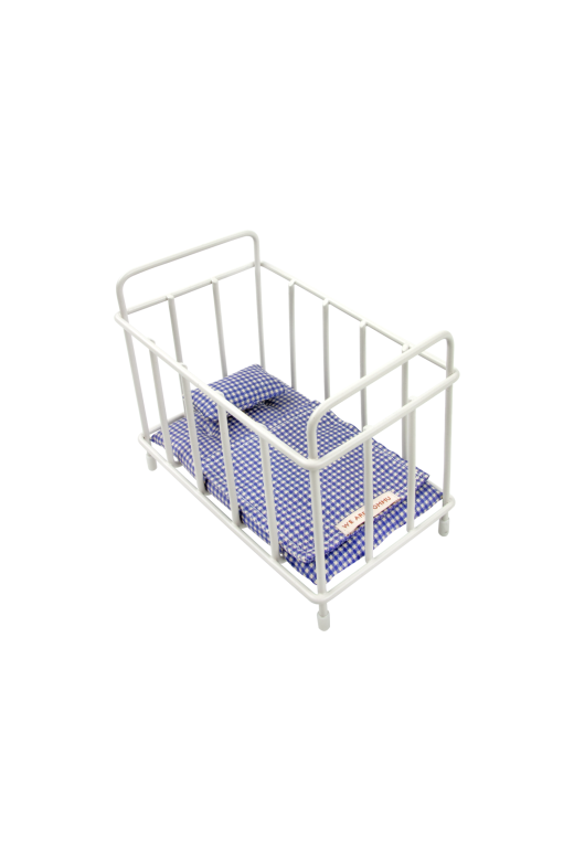 Lit vichy bleu pour bébé Gommu pocket