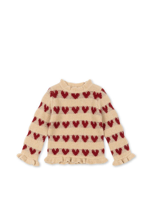 Pull beige coeurs rouge ♥️