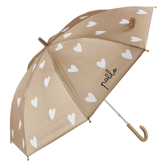 Parapluie beige à coeurs