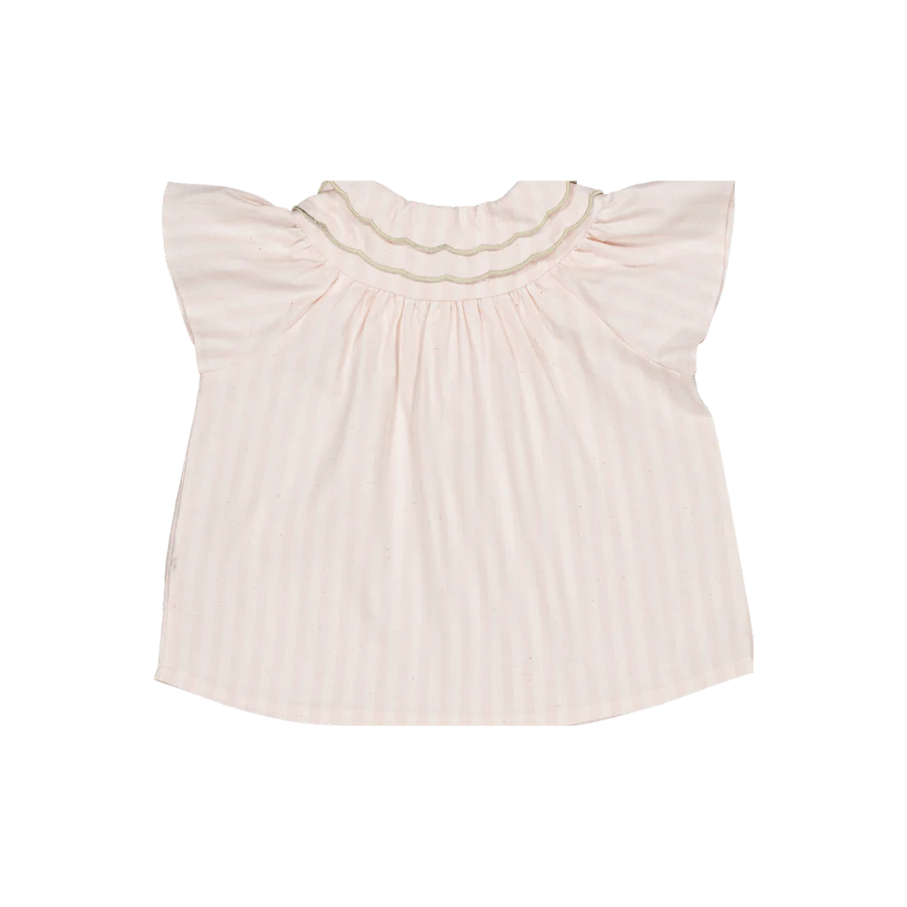 Blouse carmen - rayures roses