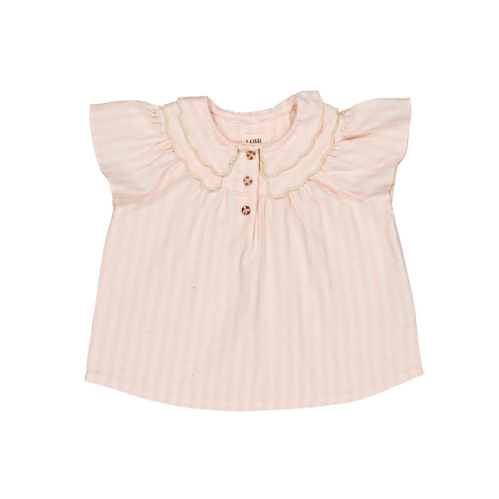 Blouse carmen - rayures roses
