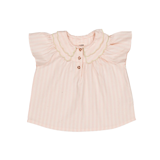 Blouse carmen - rayures roses