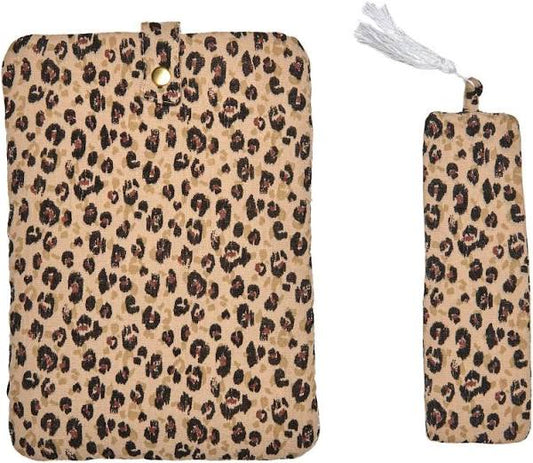 Pochette pour livre de poche + marque-page - léopard