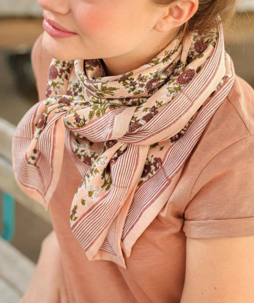 Foulard grand format - Soledad Rose Poudre