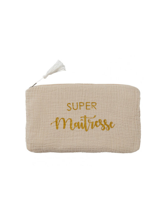 Trousse en gaze de coton "SUPER" maitresse