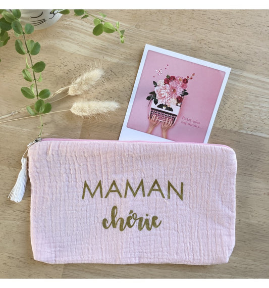 Trousse en gaze de coton "MAMAN" chérie